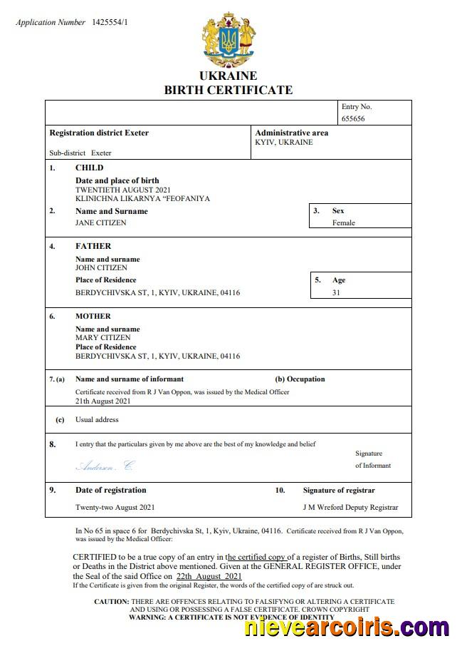 Premium Ukraine Birth Certificate Word And PDF Template
