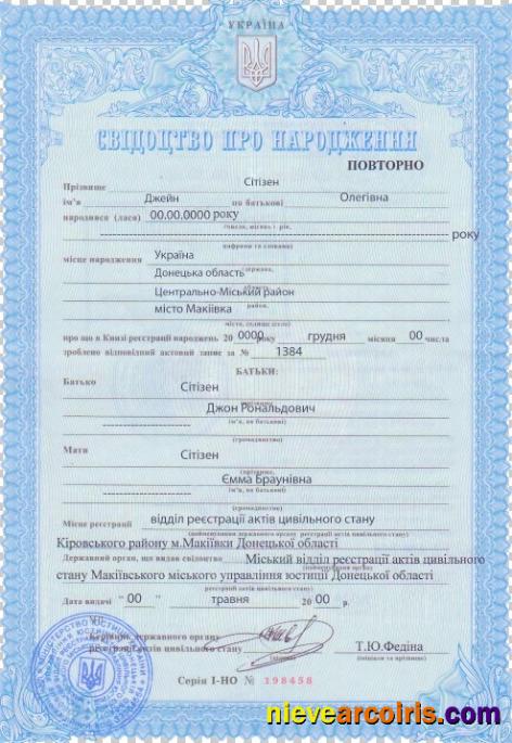 Realistic Ukraine Birth Certificate Template In PSD Format