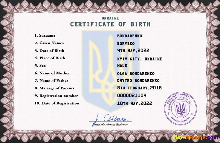 Premium Ukraine Vital Record Birth Certificate PSD Template, Fully Editable