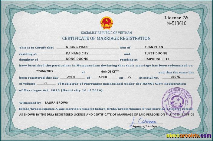 Premium Vietnam Marriage Certificate PSD Template