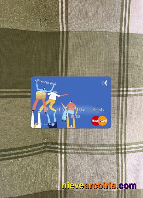 Afghanistan Maiwand Bank Mastercard Front Template