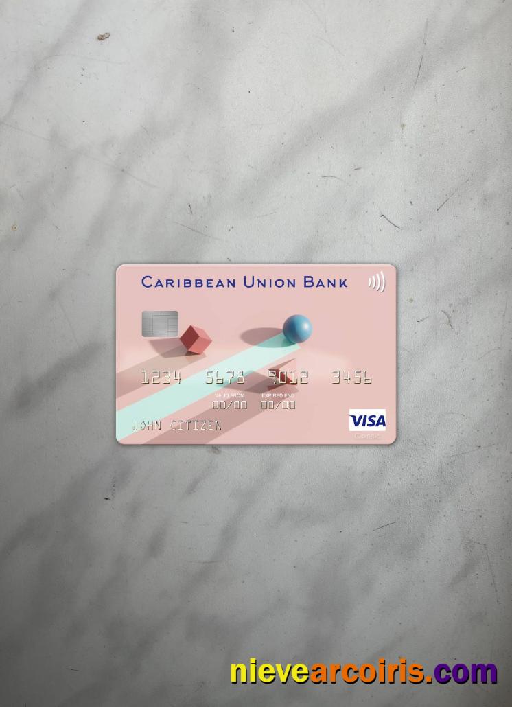 Antigua And Barbuda Caribbean Union Bank Visa Card Photolook Front Template