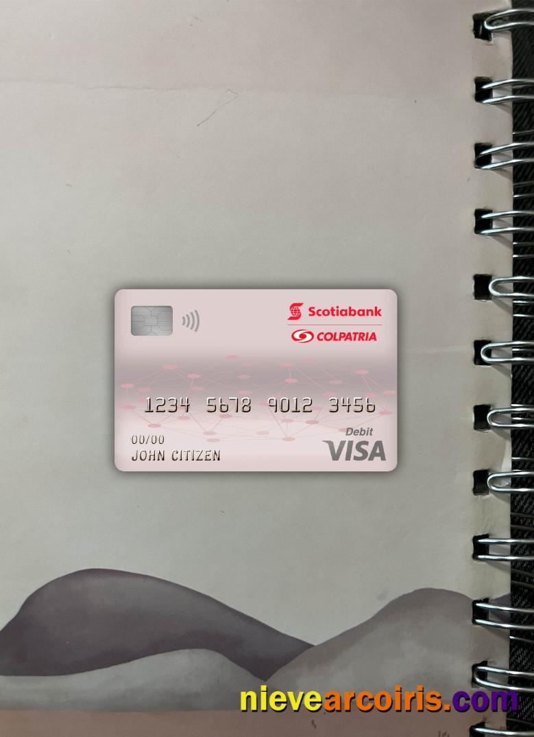 Colombia Scotiabank Colpatria Bank Visa Debit Card Photolook Front Template