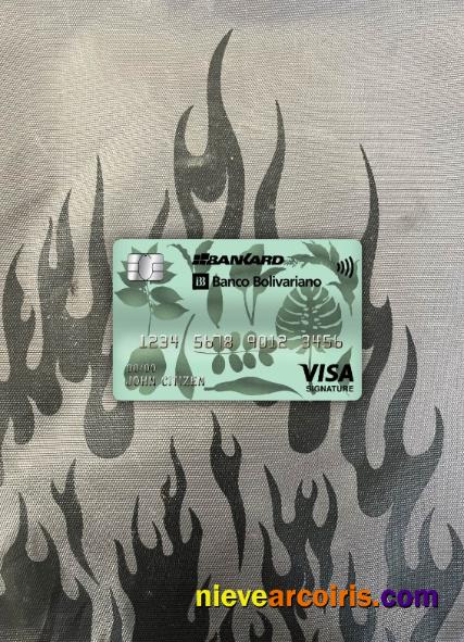 Ecuador Banco Bolivariano Bank Visa Signature Card Photolook Front Sample