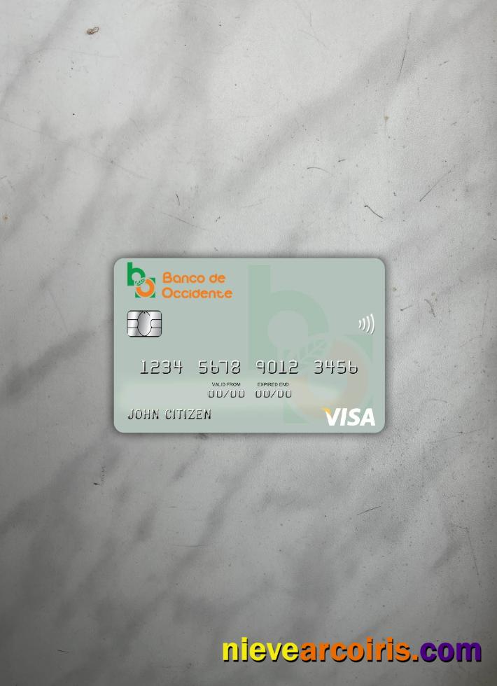 Honduras Banco De Occidente Visa Card Photolook Front Sample