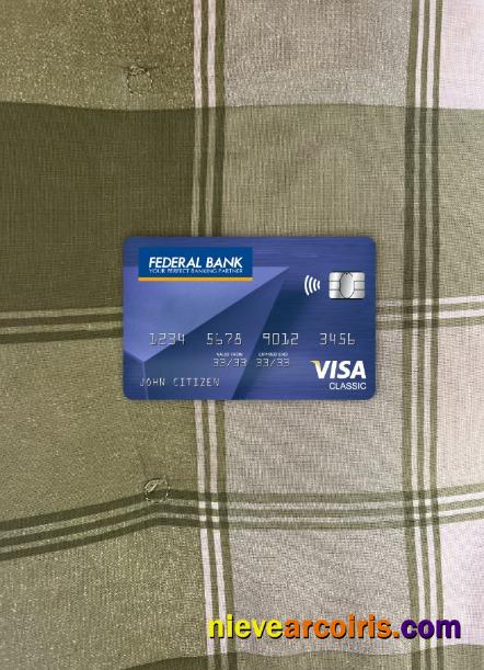 India Federal Bank Visa Classic Card Photolook Front Template