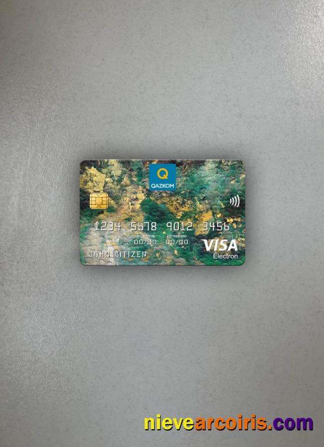 Kazakhstan Qazkom Bank JCB Bank Visa Electron Card Photolook Front Template