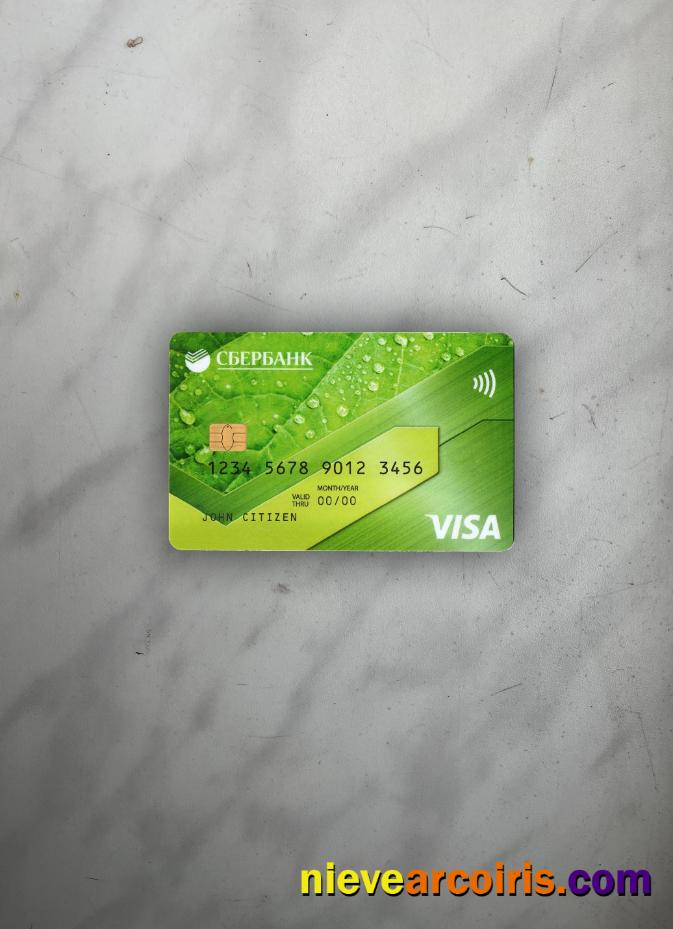 Russia Sberbank Visa Credit Card Green Photolook Front Template
