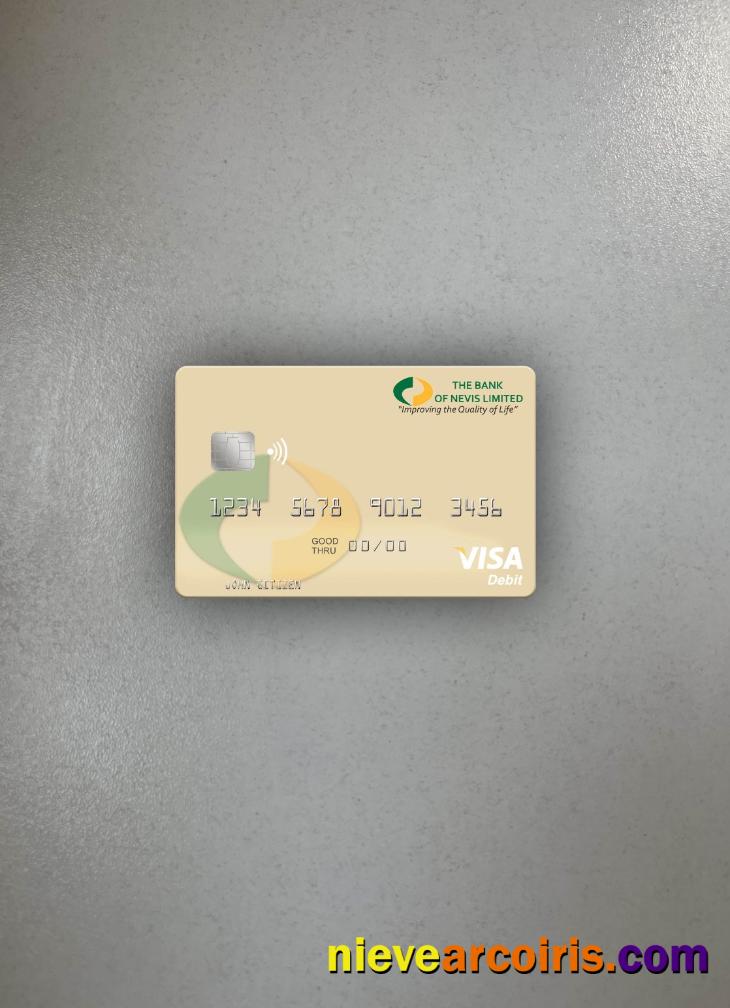 Saint Kitts And Nevis Bank Of Nevis Visa Debit Card Photolook Front Template