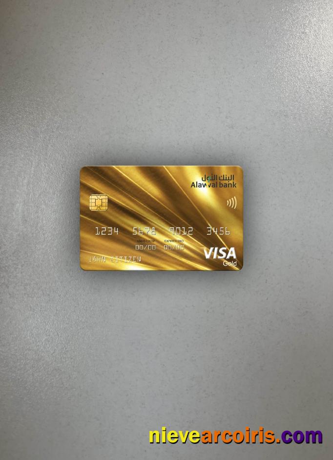 Saudi Arabia Alawwal Bank Visa Gold Card Photolook Front Template
