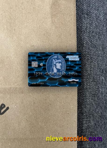 USA New York American Express Blue Bank Credit Card Photolook Front Template