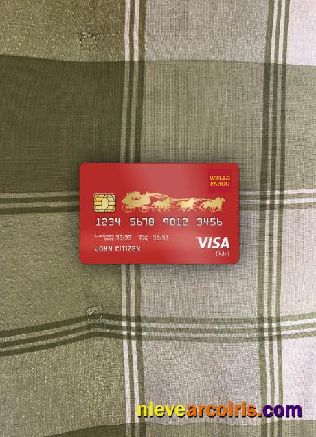 USA Wells Fargo Bank Visa Debit Card Photolook Front Template