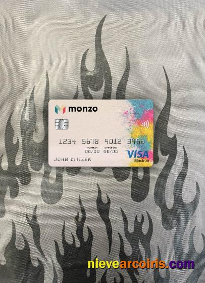 United Kingdom Monzo Bank Visa Electron Card Photolook Front Sample