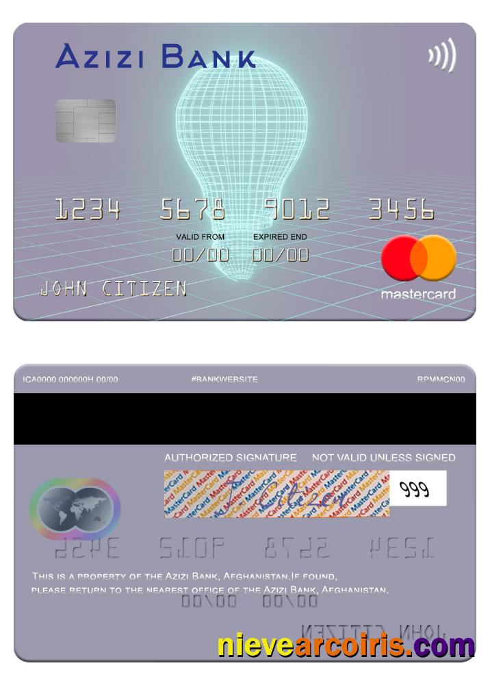 Afghanistan Azizi Bank Mastercard Template