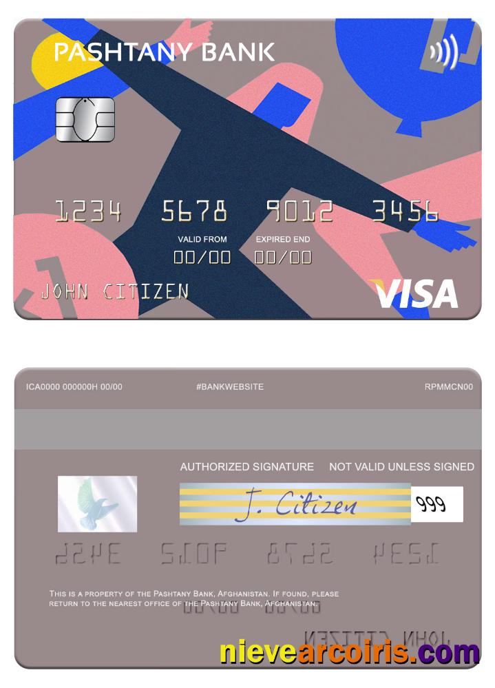 Afghanistan Pashtany Bank Visa Card Sample