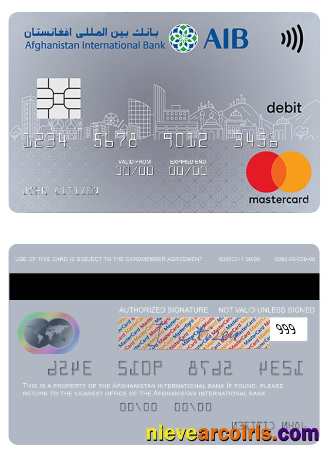 Afghanistan International Bank Mastercard Debit Template