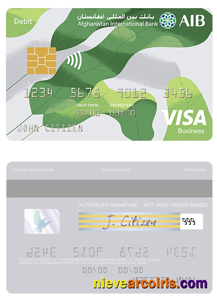 Afghanistan International Bank Visa Business Debit Card Sample