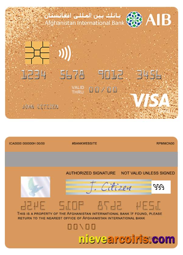 Afghanistan International Bank Visa Gold Prepaid Card Photolook