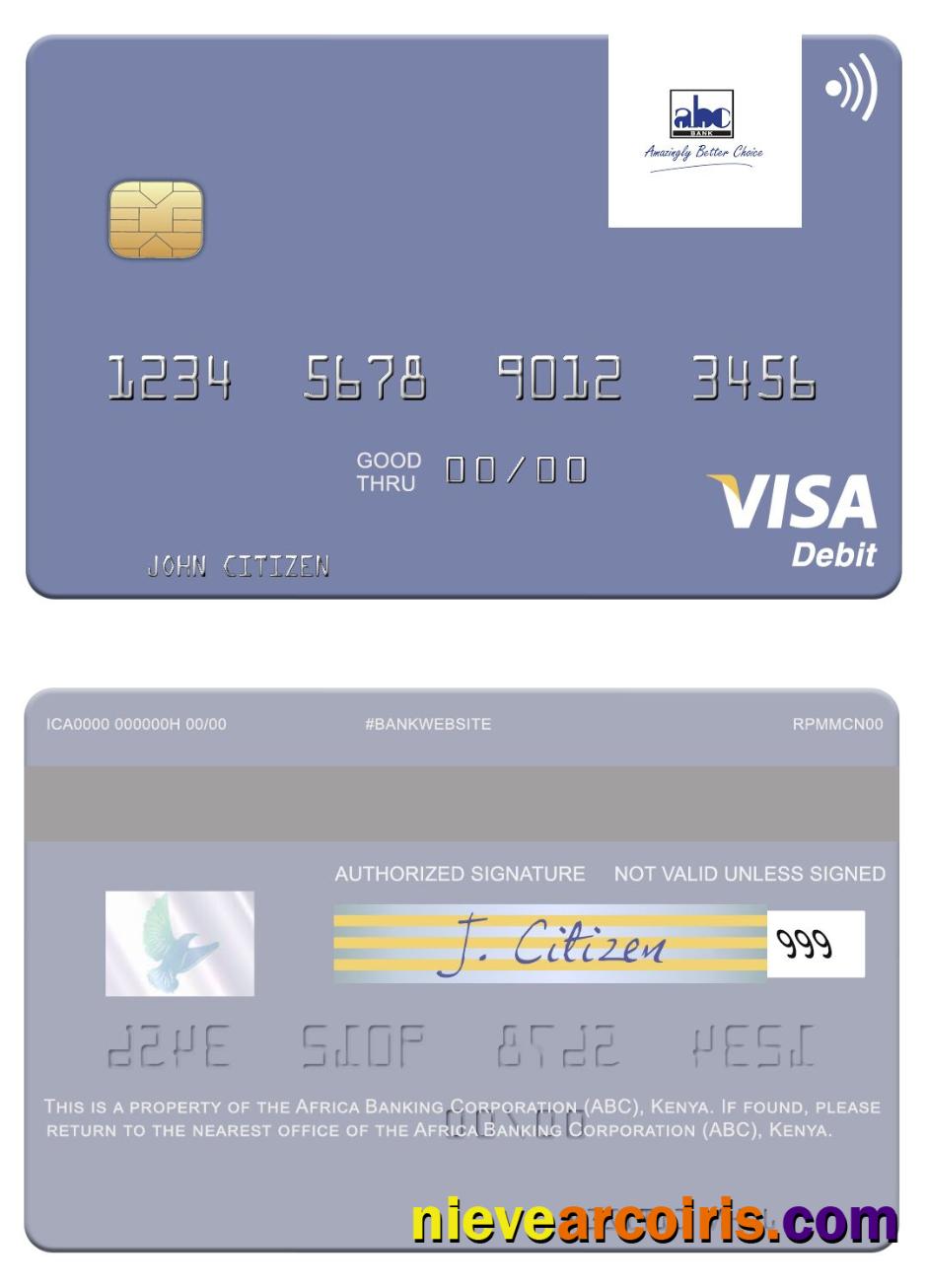 Africa Banking Corporation (ABC) Kenya Visa Debit Card Sample