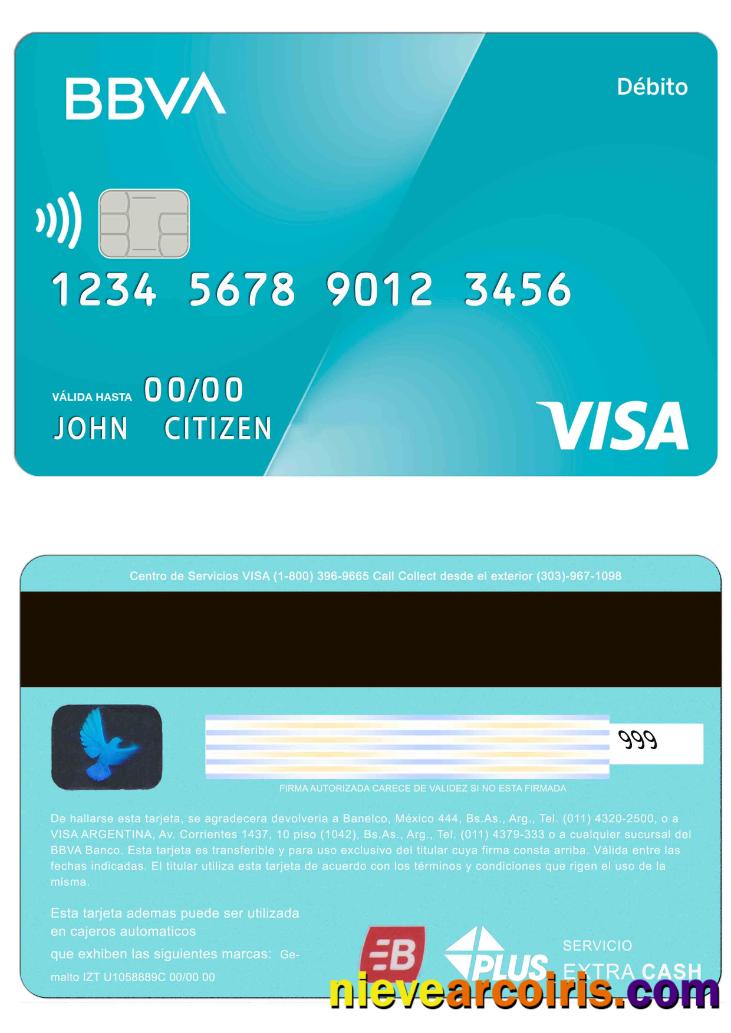 Agentina BBVA Bank Visa Debit Card Photolook
