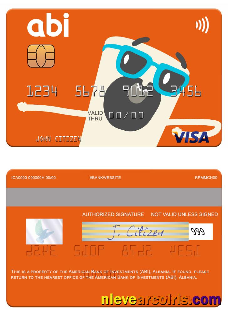 Albania American Bank Of Investments (ABI) Visa Card Sample
