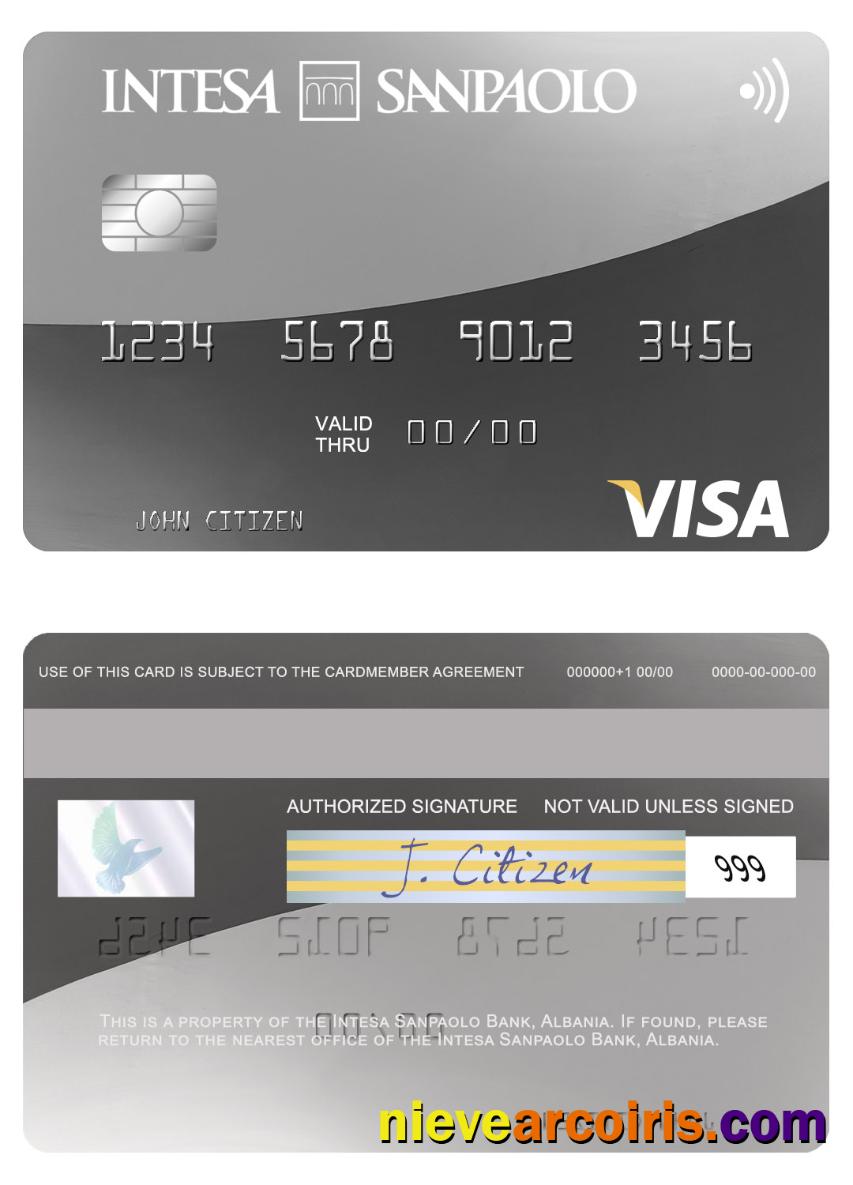 Albania Intesa Sanpaolo Bank Visa Debit Card Sample