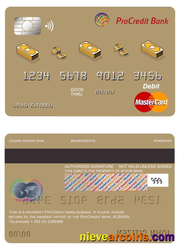 Albania Procredit Bank Master Debit Card Preview