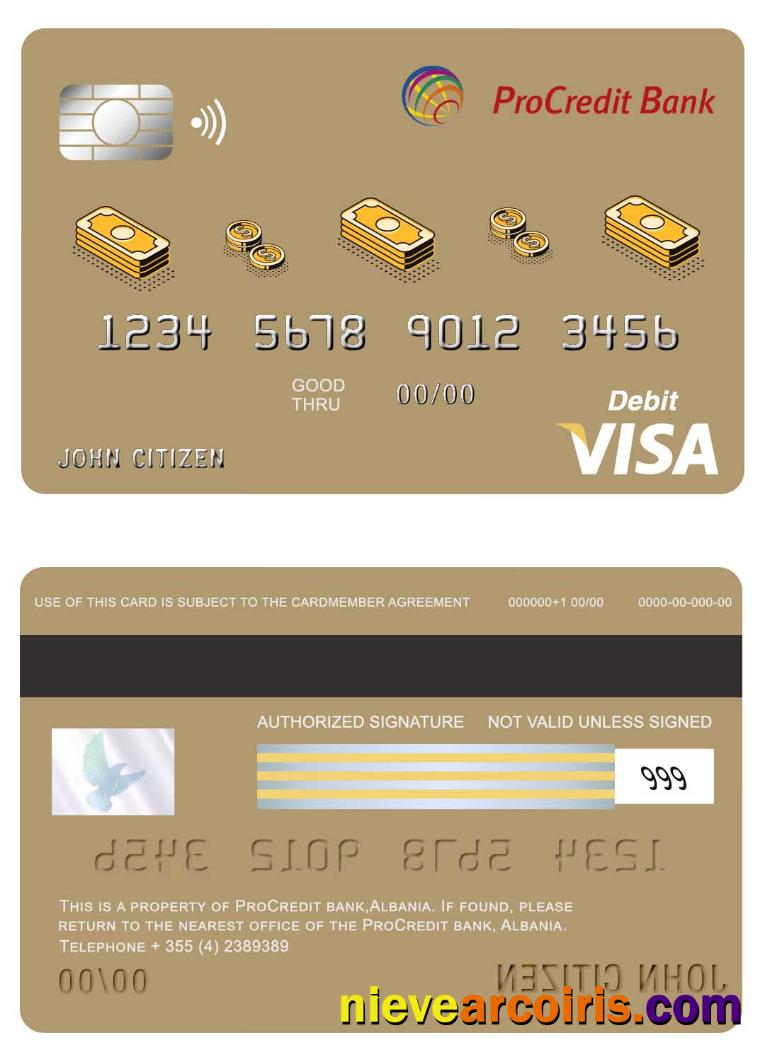 Albania Procredit Bank Visa Card Template