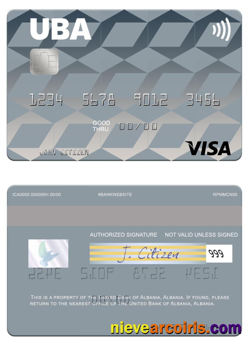 Albania United Bank Of Albania Visa Card Sample