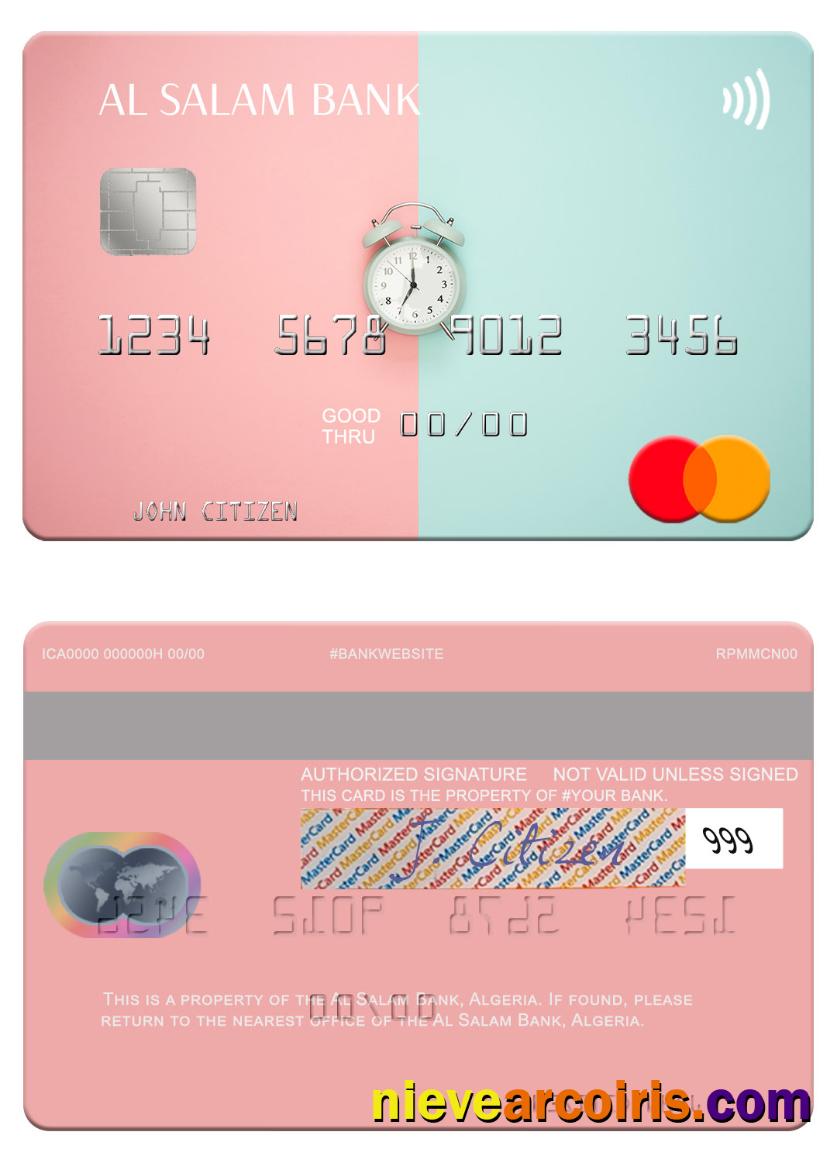 Algeria Al Salam Bank Mastercard Template