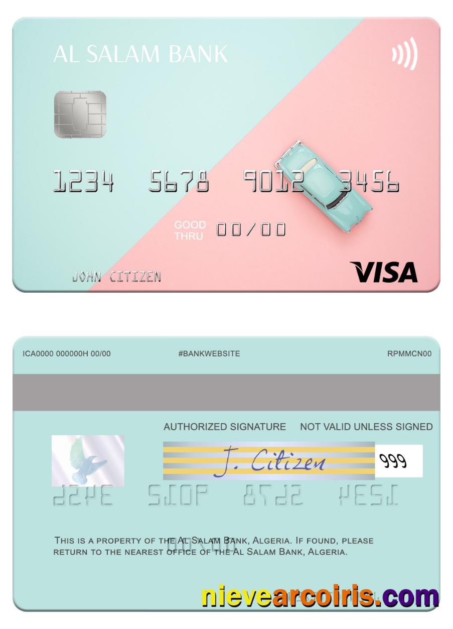 Algeria Al Salam Bank Visa Card Sample
