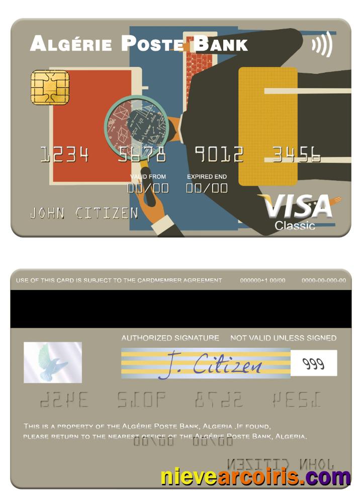 Algeria Algérie Poste Bank Visa Card Sample