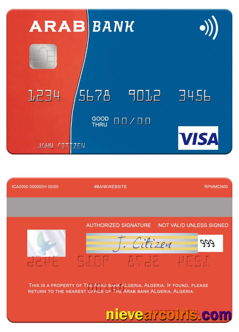 Algeria Arab Bank Algeria Visa Card Sample