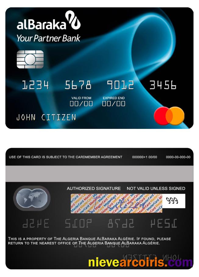 Algeria Banque AlBaraka Algérie Mastercard Sample