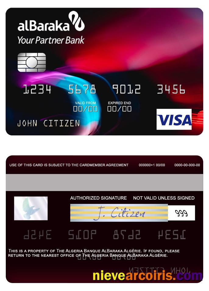 Algeria Banque AlBaraka Algérie Visa Card Sample