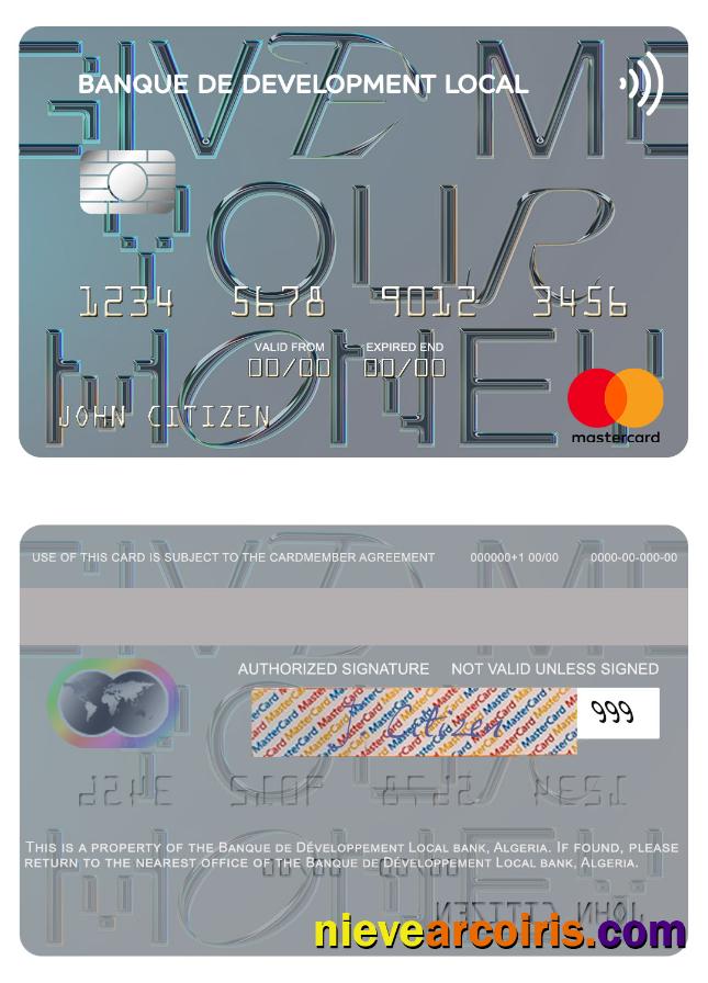 Algeria Banque De Développement Local Mastercard Template