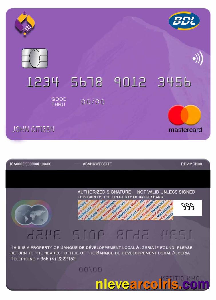 Algeria Banque De Developpement Mastercard Sample