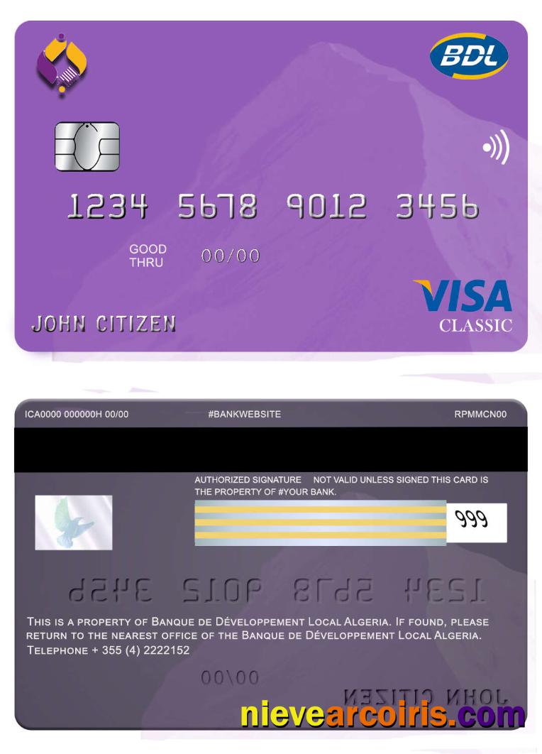 Algeria Banque De Developpement Visa Card Template
