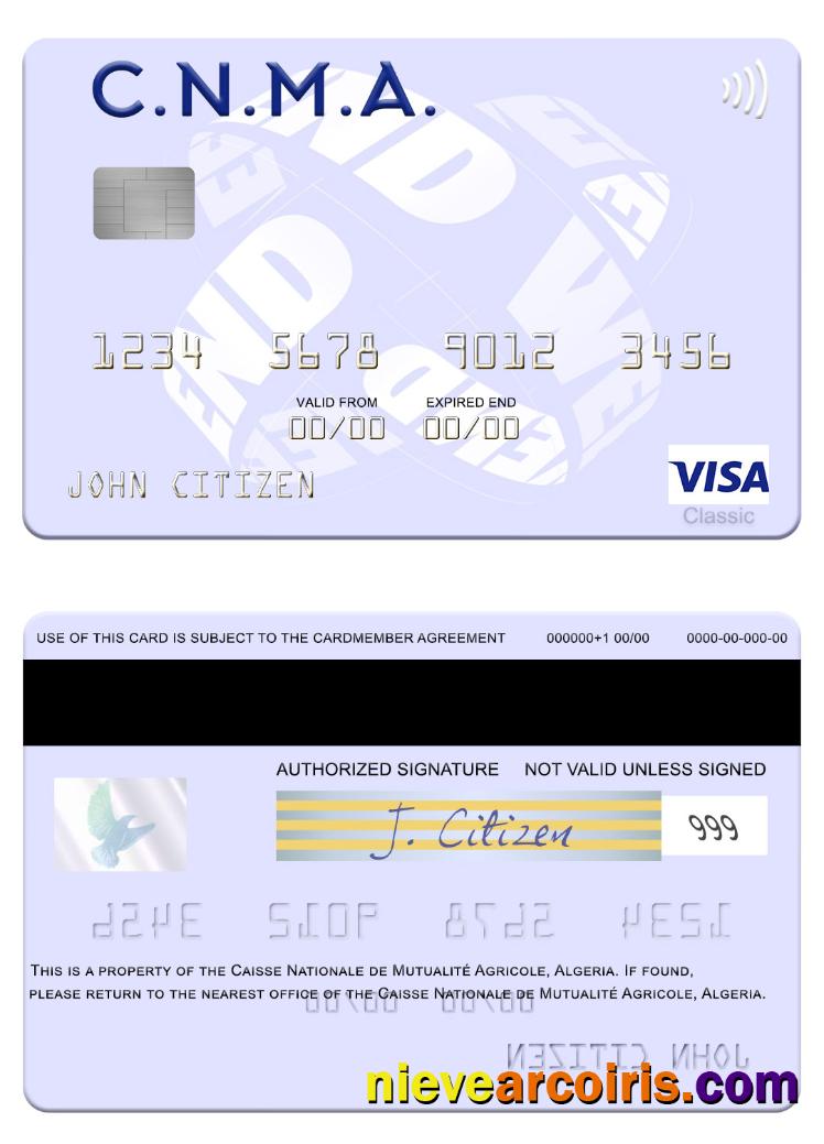 Algeria Caisse Nationale De Mutualité Agricole Visa Card Photolook