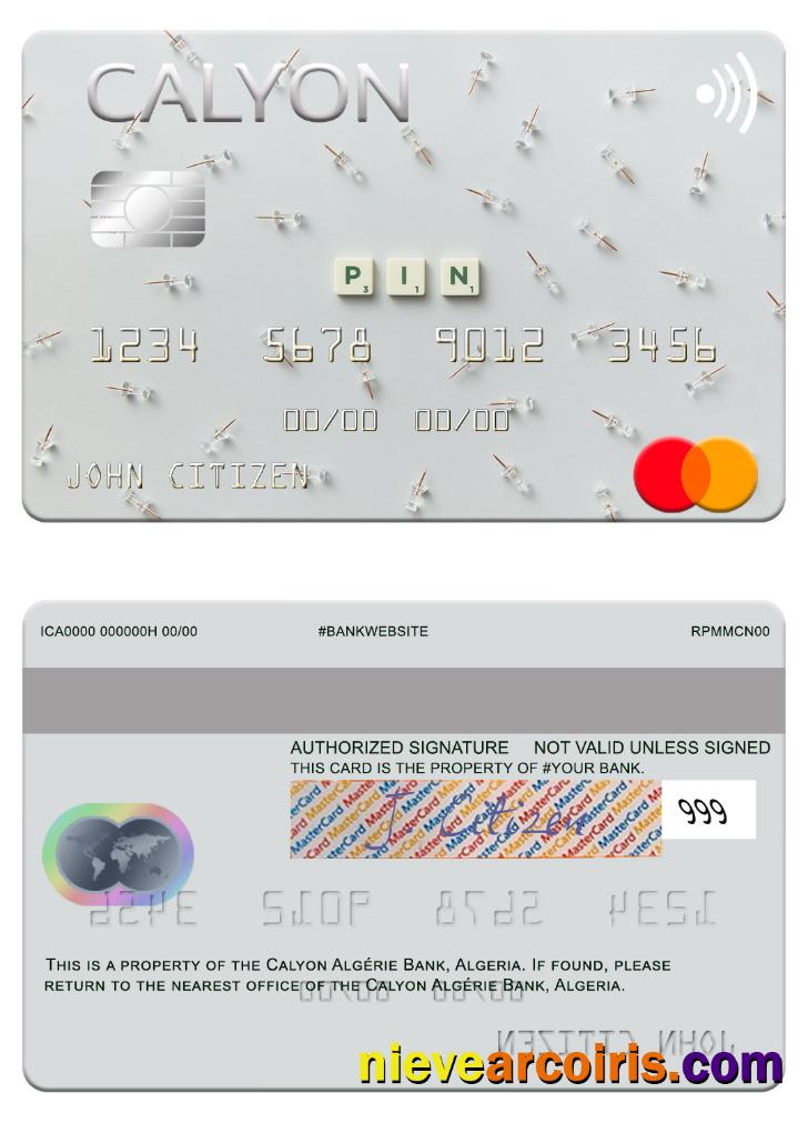 Algeria Calyon Algérie Bank Mastercard Template