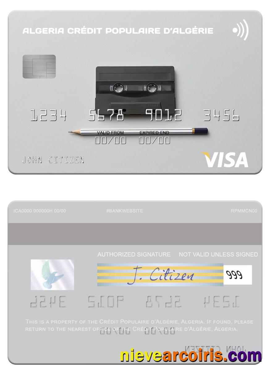 Algeria Crédit Populaire D’Algérie Visa Card Template