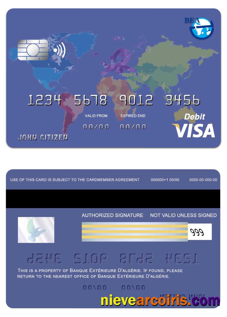 Algeria Exterieure Bank Visa Card Sample