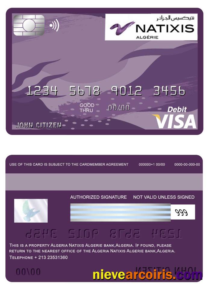 Algeria Natixis Algerie Bank Visa Card Sample