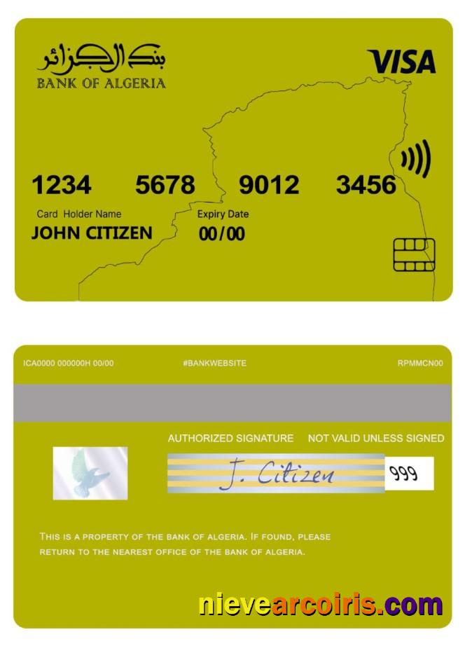Algeria Bank Of Algeria Visa Card Photolook