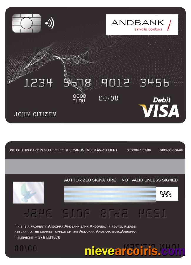 Andorra Andbank Bank Visa Card Sample