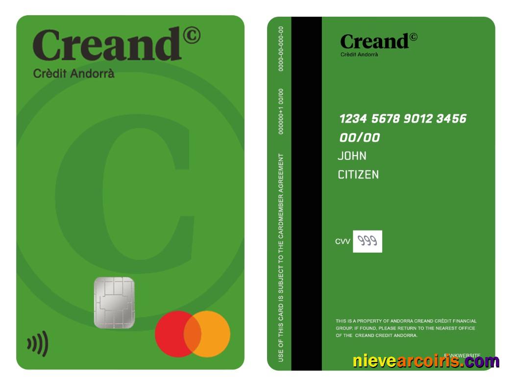 Andorra Creand Crèdit Financial Group Vertical Mastercard Sample