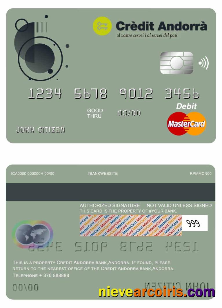 Andorra Credit Andorra Bank Master Card Template