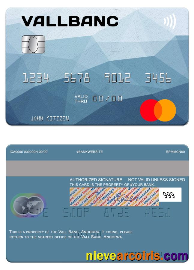 Andorra Vall Banc Mastercard Template