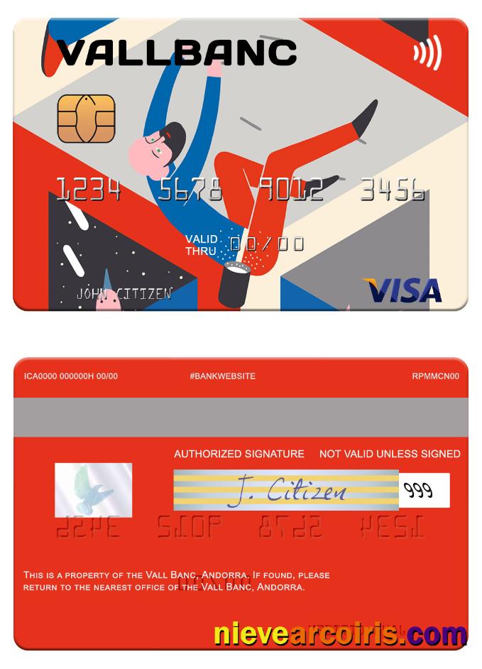 Andorra Vall Banc Visa Card Template