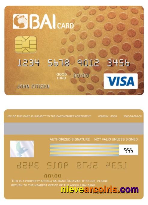 Angola Bai Bank Gold Credit Visa Card Sample